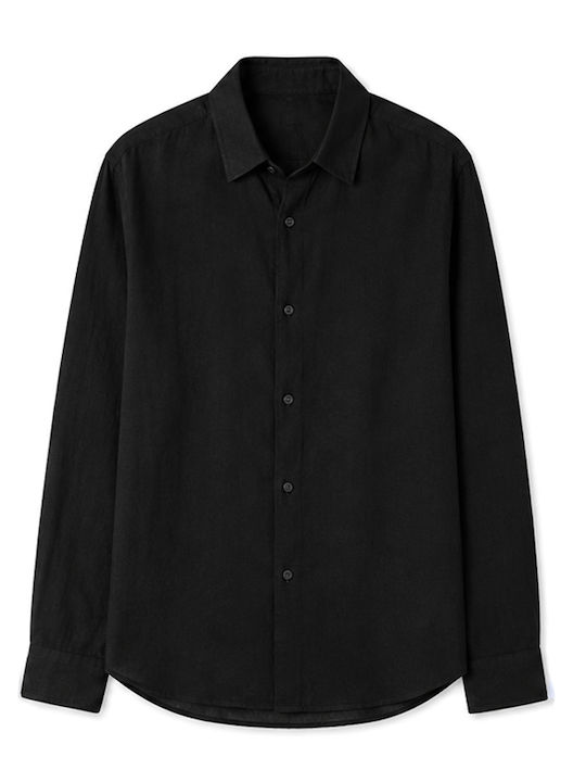 Long Sleeve Linen Shirt Black