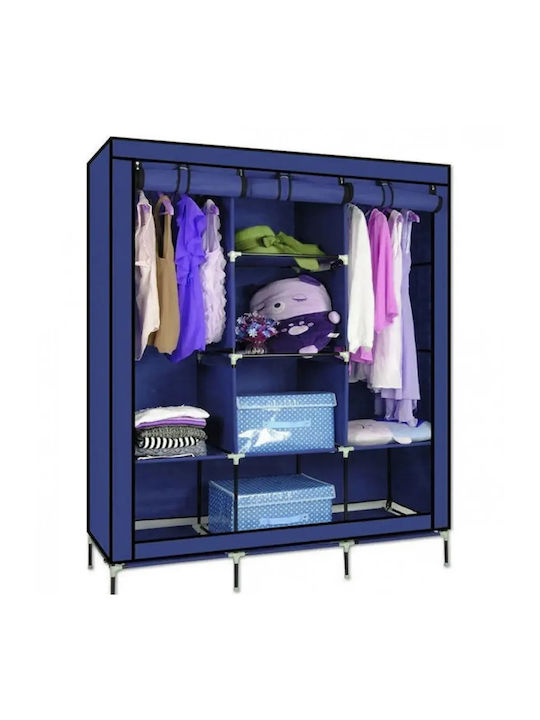 Fabric Wardrobe with Zipper and Shelves in White Colour 130x45x175cm