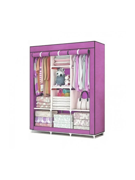 Fabric Wardrobe with Zipper and Shelves in White Colour 130x45x175cm