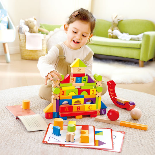 Hape Cuburi de construit Educative Grow-With-Me Din Lemn pentru 1-6 Ani 80 Buc
