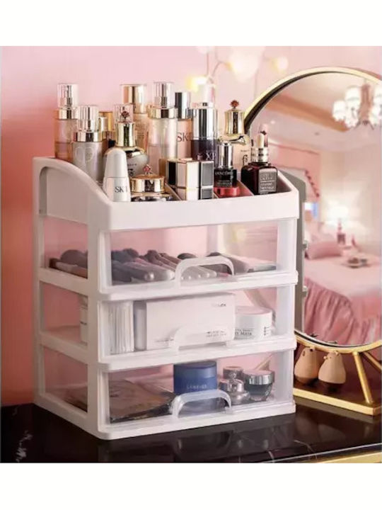 Soulima Organizator Cosmetice Cu 3 Sertare Alb 27x23.5x17cm