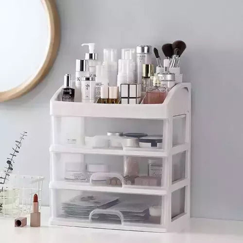 Soulima Soulima Kosmetikorganisator mit 3 Schubladen Weiß 27x23,5x17cm
