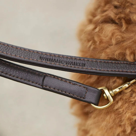 William Walker Foldable Dog Leash Lead Leather in Brown Color