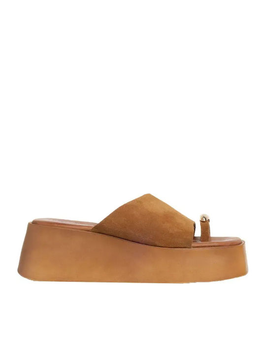 Damenplattformen Tabac Braun