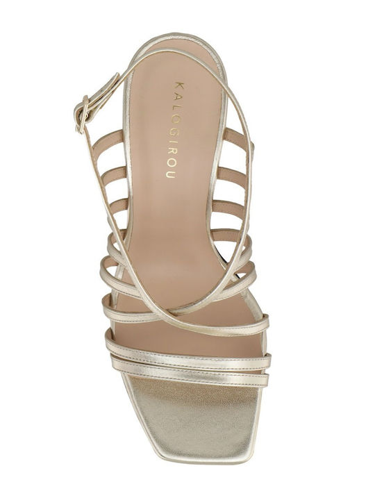Leather Gold Sandals Pinelopi