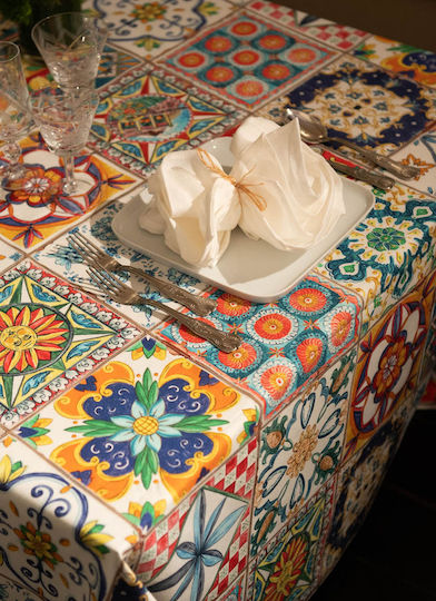 Tessitura Toscana Telerie Τραπεζομάντηλο Βαμβακερό Tablecloth Camastra Πορτοκαλί 170x360εκ.