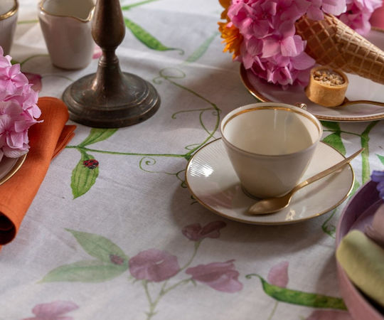 Tessitura Toscana Telerie Linen Tablecloth Petits Green 170x270cm