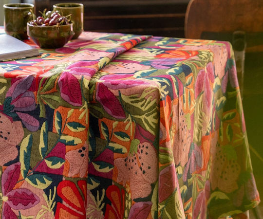 Tessitura Toscana Telerie Τραπεζομάντηλο Βαμβακερό Tablecloth Kiriku Πράσινο 170x170εκ.