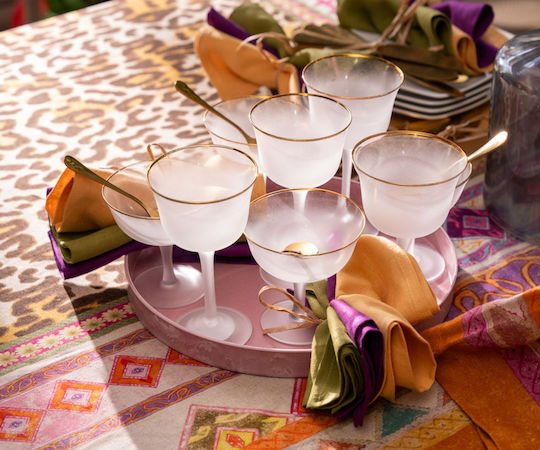 Tessitura Toscana Telerie Linen Tablecloth Jurta Purple 160x230cm