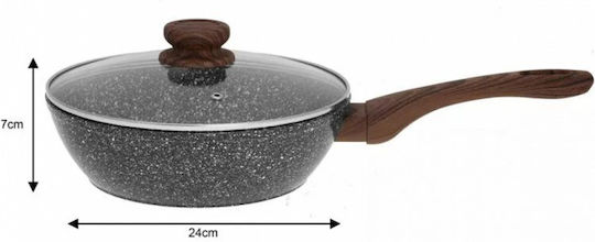 KING Hoff Wok από Χυτό Αλουμίνιο Με Καπάκι με Αντικολλητική Επίστρωση 24cm