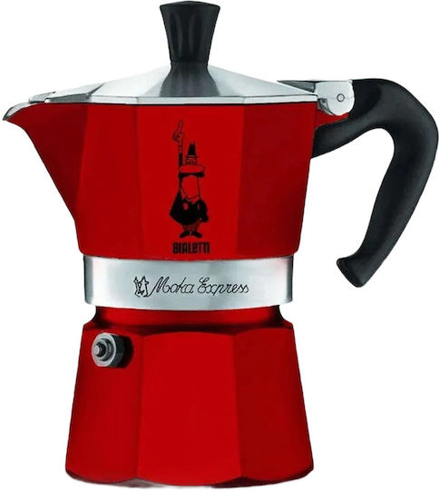 Bialetti Moka Express Stovetop Espresso Pot 3 Cups Red