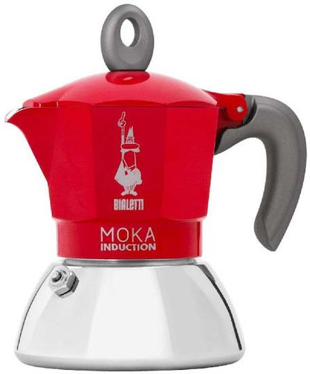 Bialetti Moka Induction Μπρίκι Espresso 2cups Κόκκινο