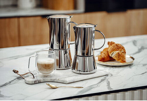 Adler Electric Stovetop Espresso Pot 10 Cups Inox Brown