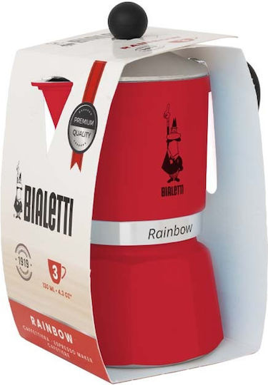 Bialetti Regenbogen Espressokocher für den Herd 1 Tassen Rot
