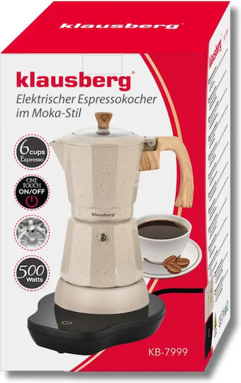 Klausberg Electric Stovetop Espresso Pot 6 Cups 500W Silver