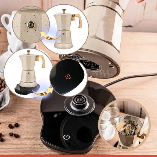 Klausberg Electric Stovetop Espresso Pot 6 Cups 500W Silver