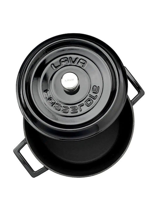 Lava Tiefer Topf aus Gusseisen 4.5Es / 24cm Black