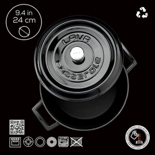 Lava Trendy Oală Adâncă Din Fontă 4.5lt 24cm Neagră