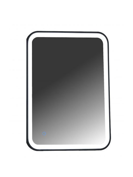 Gloria Rolan Ορθογώνιος Καθρέπτης Μπάνιου Led Αφής 60x80cm Μαύρος