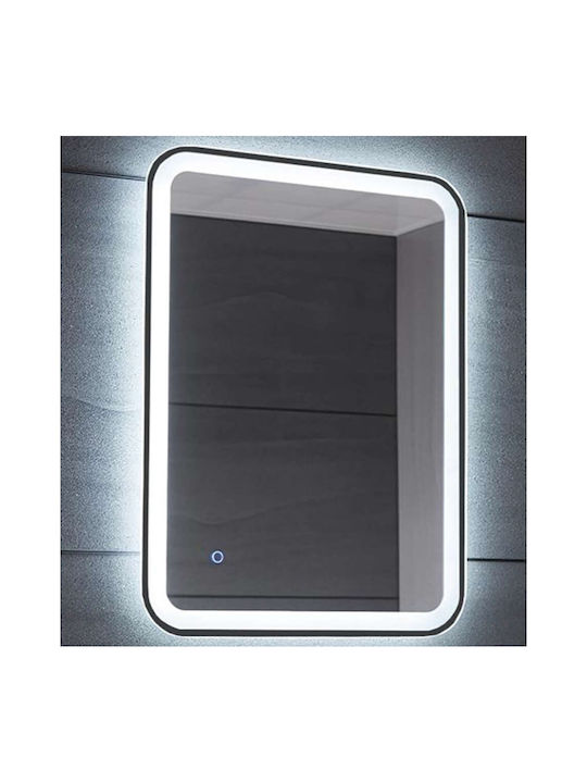 Gloria Rolan Ορθογώνιος Καθρέπτης Μπάνιου Led Αφής 60x80cm Μαύρος