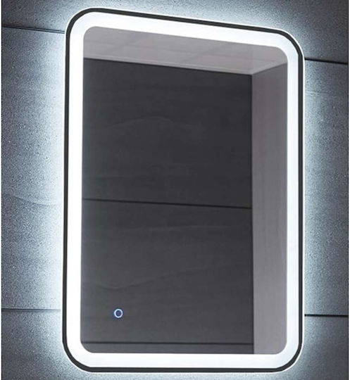 Gloria Rolan Ορθογώνιος Καθρέπτης Μπάνιου Led Αφής 60x80cm Μαύρος