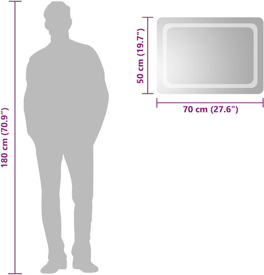 vidaXL Badezimmerspiegel Led 70x50cm Transparent
