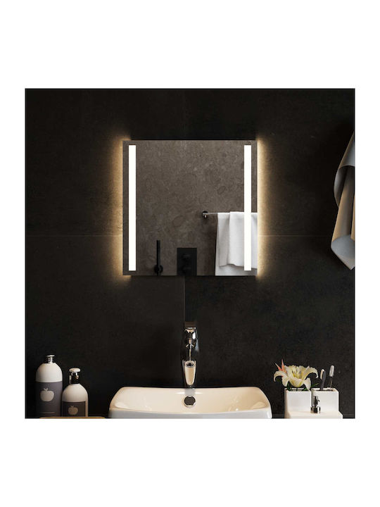 vidaXL Огледало за баня LED 40x40cm Прозрачен