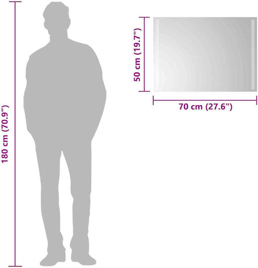 vidaXL Oglindă de baie Led 70x50cm Transparentă