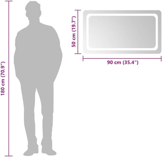 vidaXL Badezimmerspiegel Led 90x50cm Transparent
