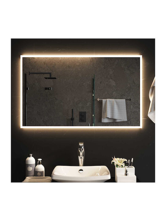 vidaXL Καθρέπτης Μπάνιου Led 100x60cm Διάφανος