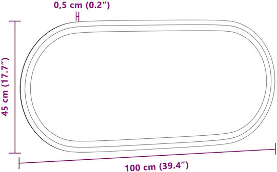 vidaXL Καθρέπτης Μπάνιου Led 100x45cm Διάφανος