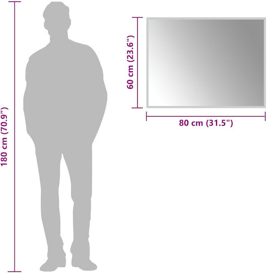 vidaXL Καθρέπτης Μπάνιου Led 80x60cm Διάφανος