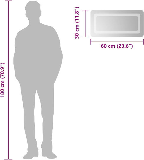 vidaXL Καθρέπτης Μπάνιου Led 60x30cm Διάφανος