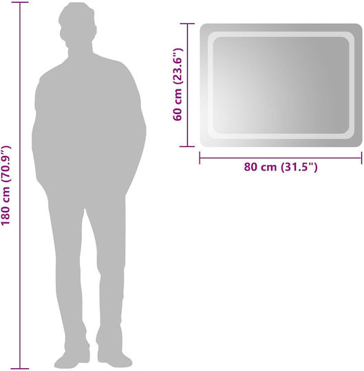 vidaXL Badezimmerspiegel Led 80x60cm Transparent