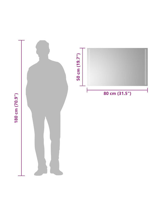 vidaXL Καθρέπτης Μπάνιου Led 80x50cm Διάφανος