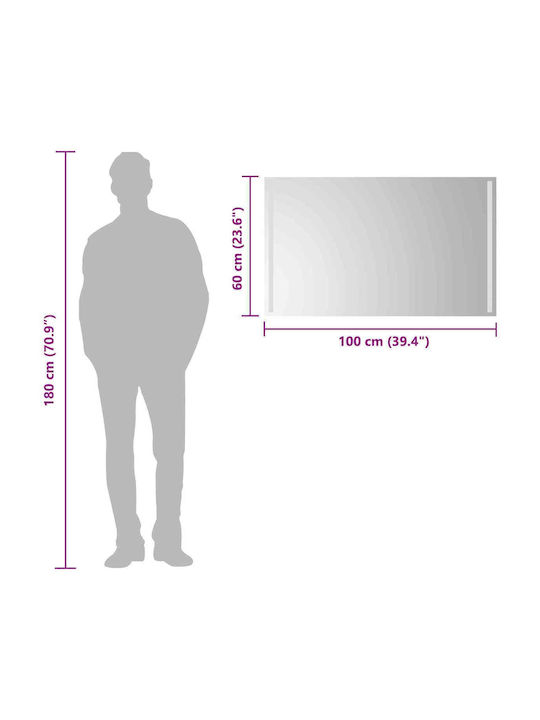 vidaXL Badezimmerspiegel Led 100x60cm Transparent