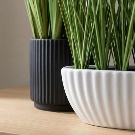 Gras 46cm Keramische Schwarze Kaspó Pflanze F10x9,5cm