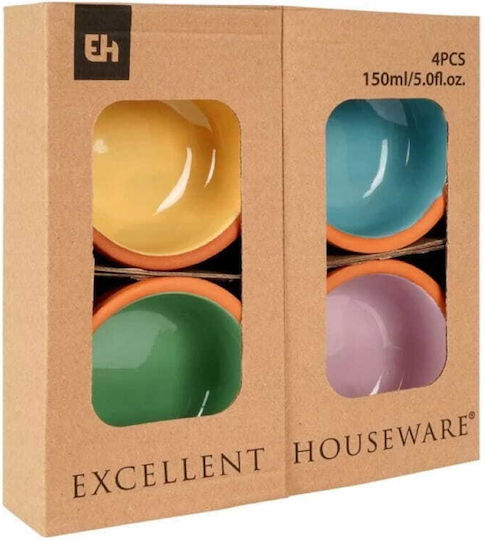 Excellent Houseware Servierschüssel Rund Keramik mit Durchmesser 10.4cm 4Stück