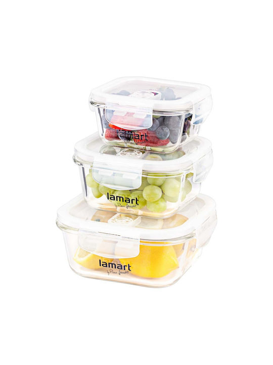 Lamart Microwave Glass Lunch Box Transparent 3pcs