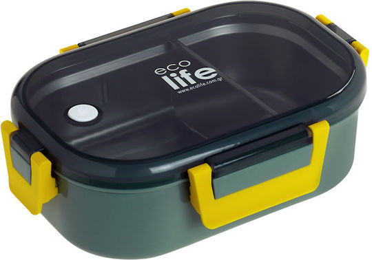 Ecolife Spoon Cutie de Prânz din Inox Verde cu Compartimente 900ml