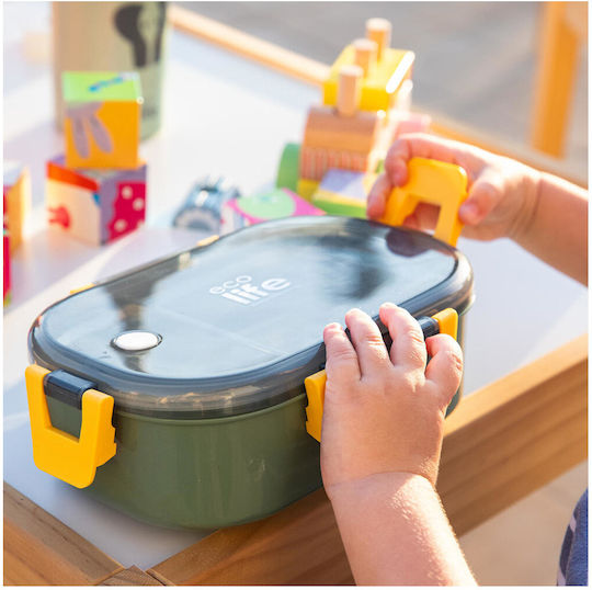 Ecolife Spoon Cutie de Prânz din Inox Verde cu Compartimente 900ml