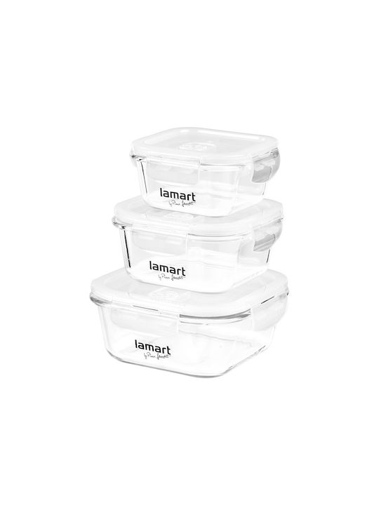 Lamart Microwave Glass Lunch Box Transparent 3pcs