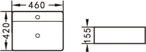 KLP Top Επικαθήμενος Νιπτήρας Πορσελάνης 46x42x15.5cm Λευκός
