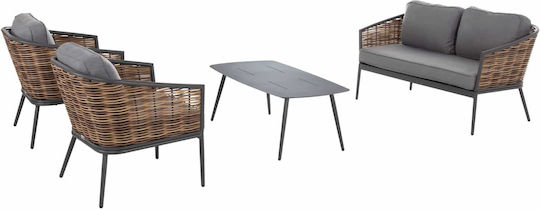 Garten- und Outdoor-Möbelsets Wohnzimmer Typsatz 4 Stück Grau mit Kissen