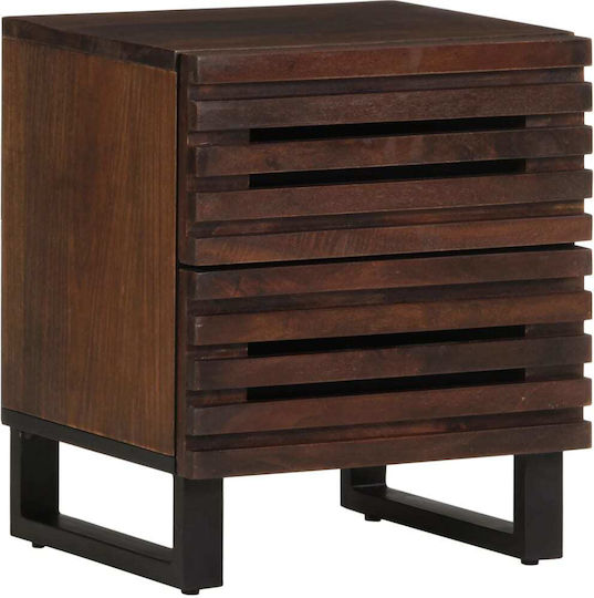 Wooden Bedside Tables with Metal Legs Brown 2 Pieces 40x34x46cm Wooden Bedside Tables with Metal Legs Brown 2 Pieces 40x34x46cm