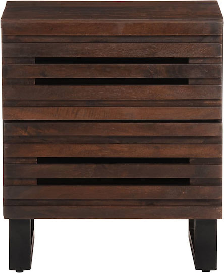 Wooden Bedside Tables with Metal Legs Brown 2 Pieces 40x34x46cm