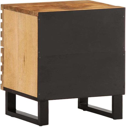 Wooden Bedside Tables with Metal Legs Brown 2 Pieces 40x34x46cm