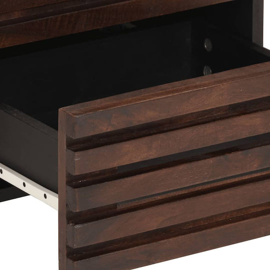 Wooden Bedside Tables with Metal Legs Brown 2 Pieces 40x34x46cm