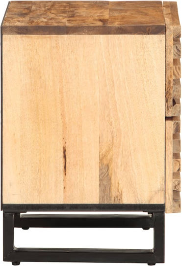 Wooden Bedside Tables with Metal Legs Brown 2 Pieces 40x34x46cm