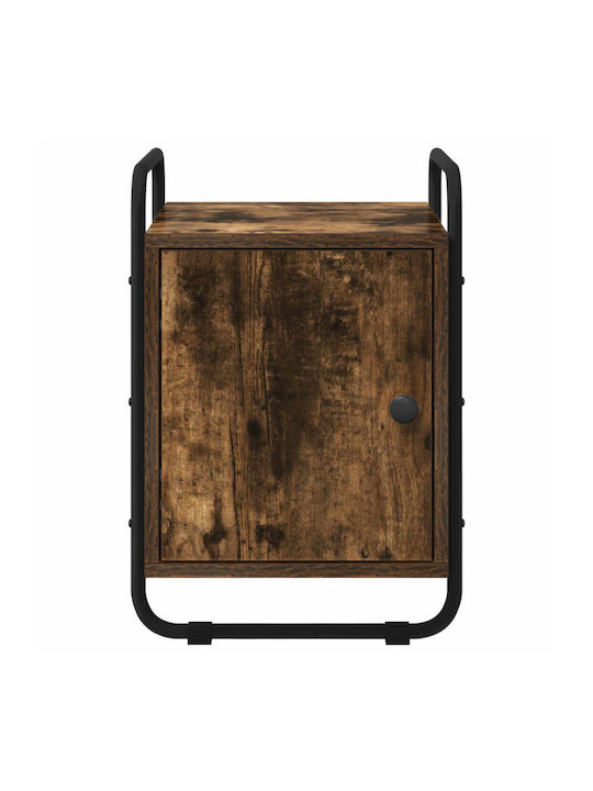 Wooden Bedside Table With Black Metal Legs 35x36.5x50cm